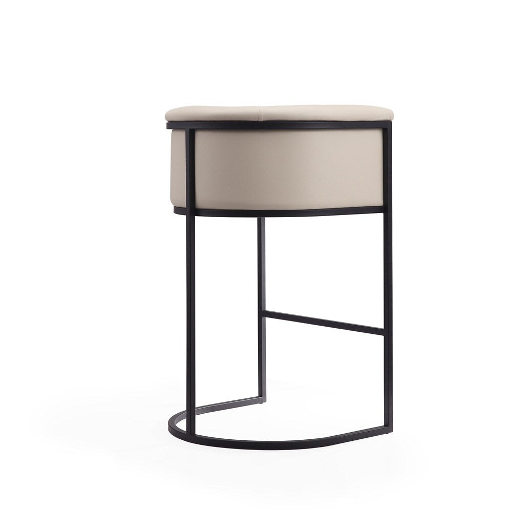 Manhattan Comfort - Cosmopolitan Faux Leather Bar Stool with Metal Legs in Cream and Black - Set of 3 - 3-BS015-CR veiw 4