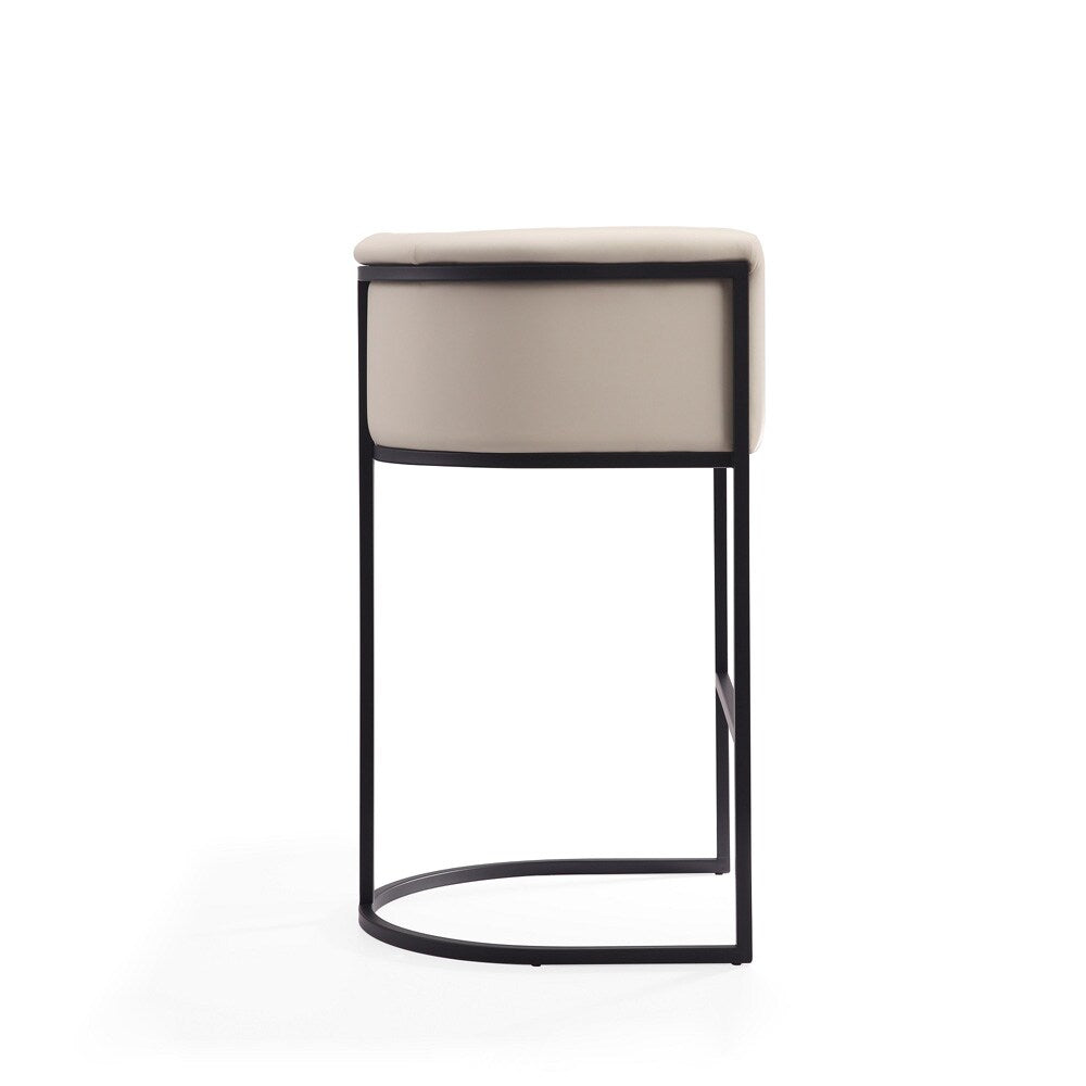 Manhattan Comfort - Cosmopolitan Faux Leather Bar Stool with Metal Legs in Cream and Black - Set of 3 - 3-BS015-CR veiw 5