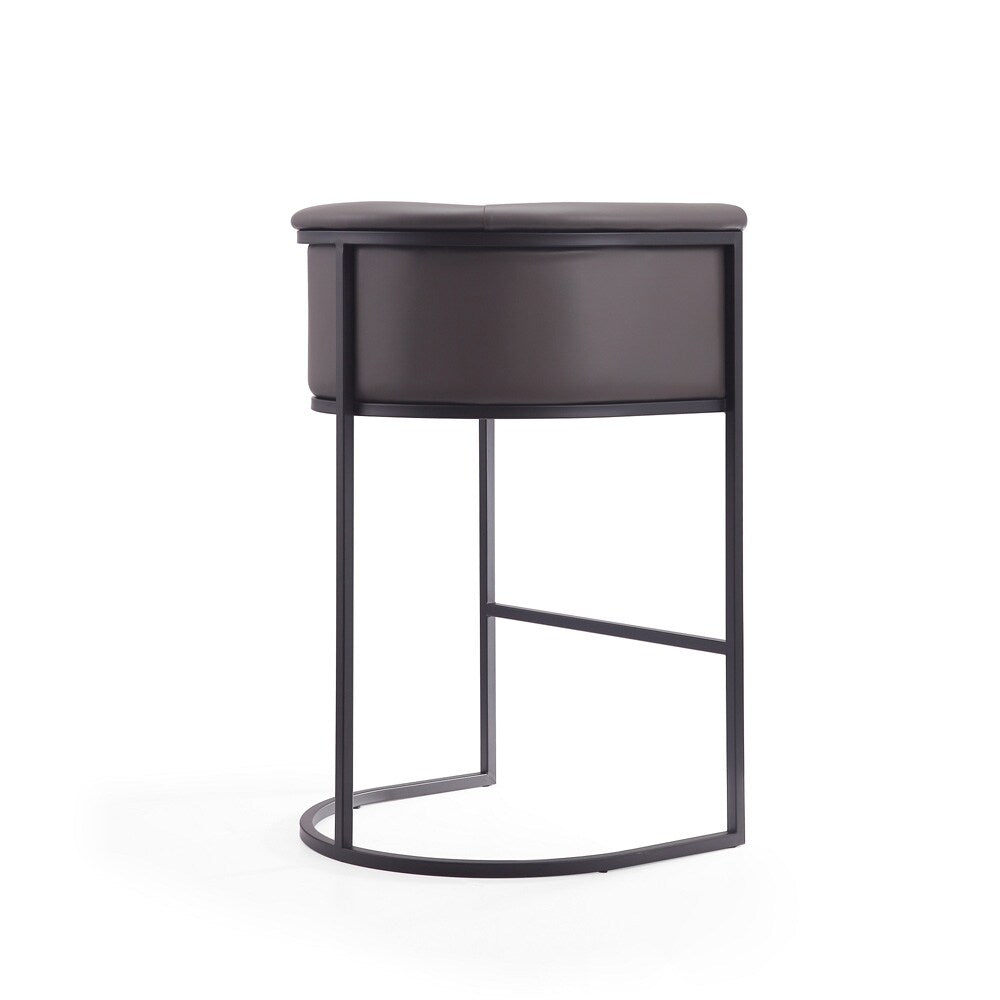 Manhattan Comfort - Cosmopolitan Faux Leather Bar Stool with Metal Legs in Pebble and Black - Set of 3 - 3-BS015-PE veiw 4
