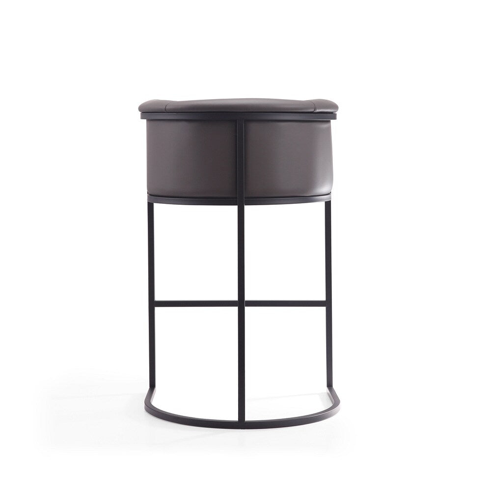 Manhattan Comfort - Cosmopolitan Faux Leather Bar Stool with Metal Legs in Pebble and Black - Set of 3 - 3-BS015-PE veiw 6