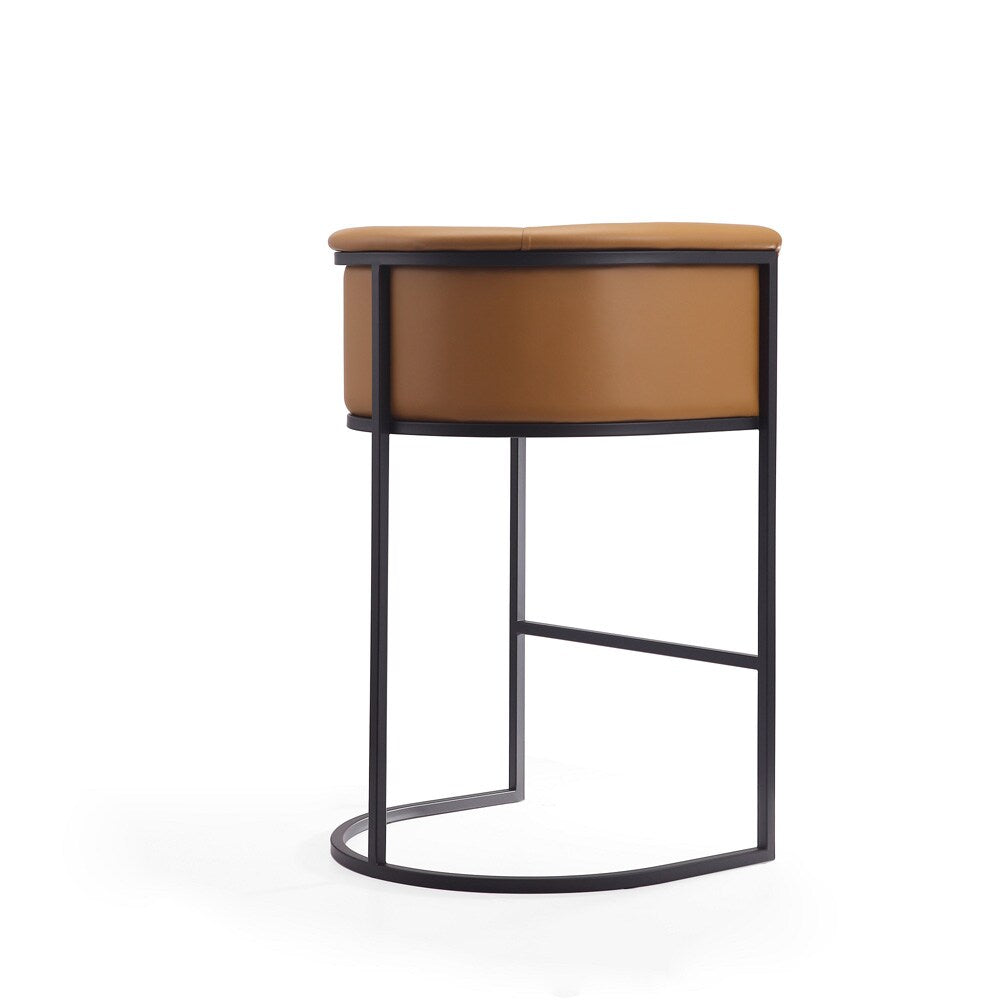 Manhattan Comfort - Cosmopolitan Faux Leather Bar Stool with Metal Legs in Camel and Black - BS015-CL veiw 3