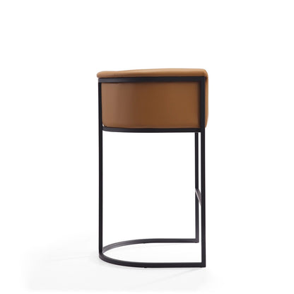 Manhattan Comfort - Cosmopolitan Faux Leather Bar Stool with Metal Legs in Camel and Black - BS015-CL veiw 4