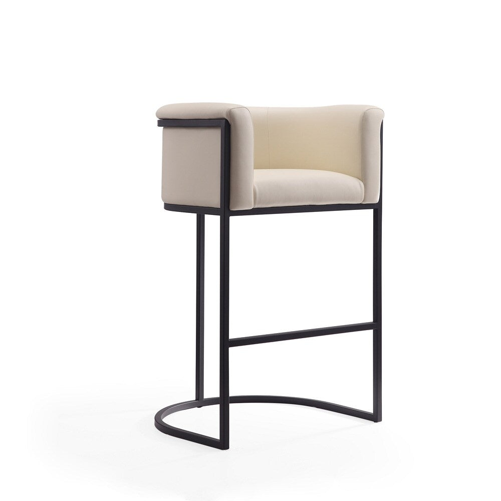 Manhattan Comfort - Cosmopolitan Faux Leather Bar Stool with Metal Legs in Cream and Black - BS015-CR veiw 1