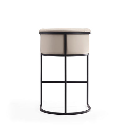 Manhattan Comfort - Cosmopolitan Faux Leather Bar Stool with Metal Legs in Cream and Black - BS015-CR veiw 2