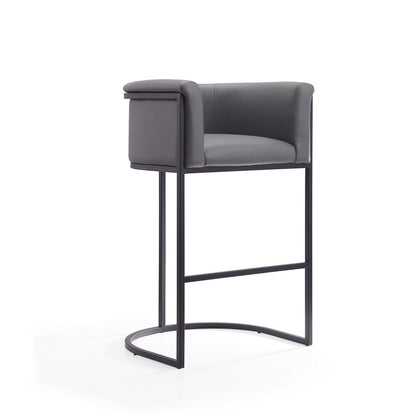 Manhattan Comfort - Cosmopolitan Faux Leather Bar Stool with Metal Legs in Grey and Black - BS015-GY veiw 1