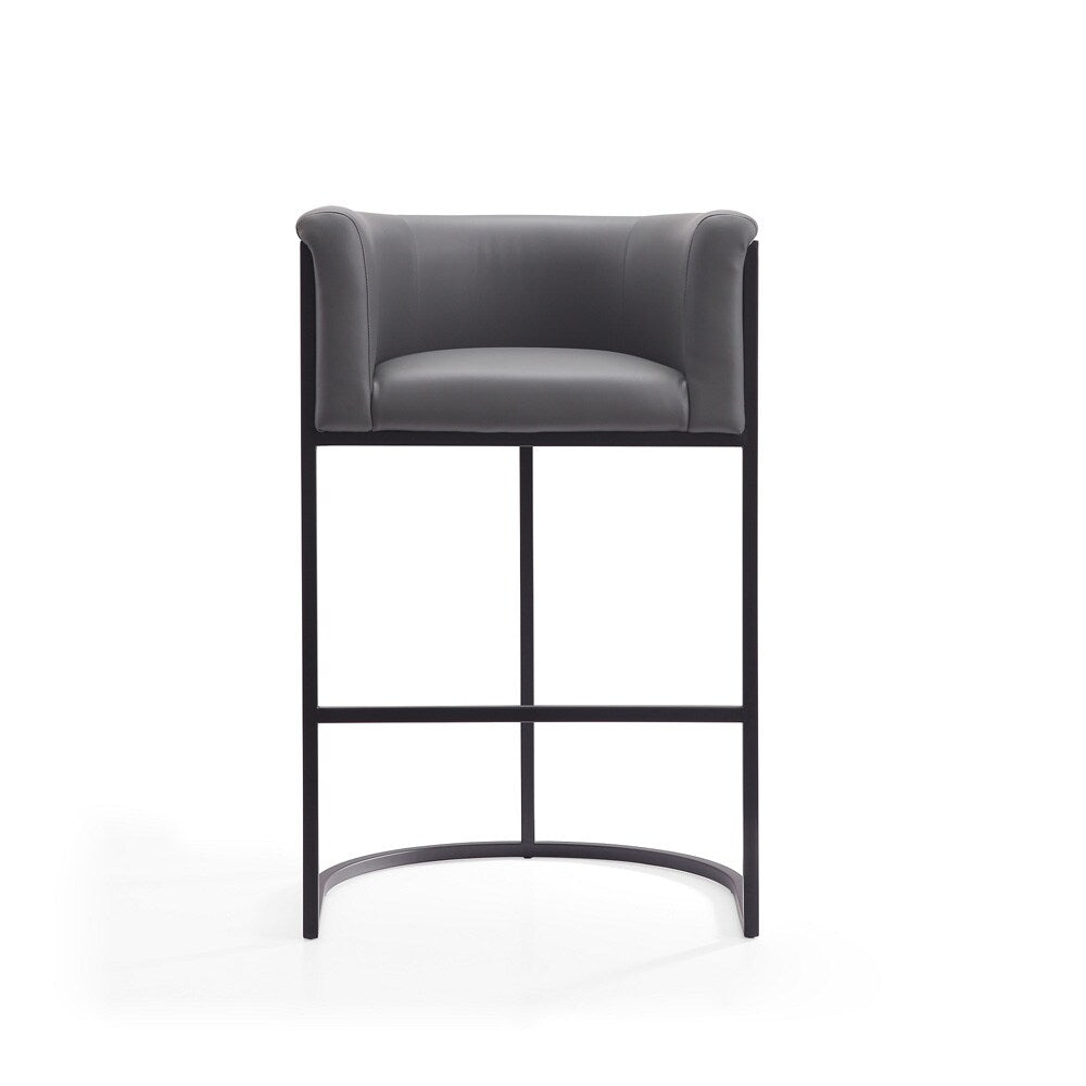 Manhattan Comfort - Cosmopolitan Faux Leather Bar Stool with Metal Legs in Grey and Black - BS015-GY veiw 2