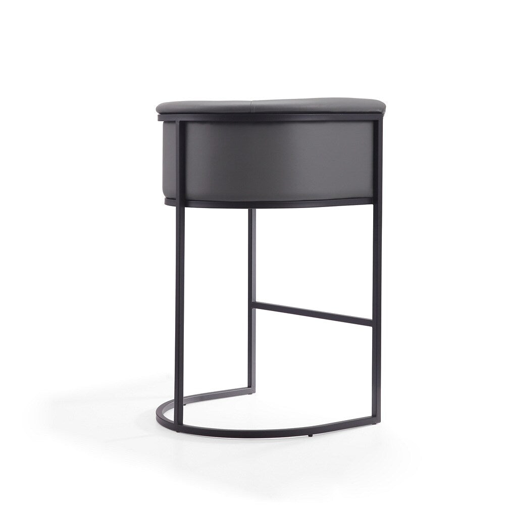 Manhattan Comfort - Cosmopolitan Faux Leather Bar Stool with Metal Legs in Grey and Black - BS015-GY veiw 3