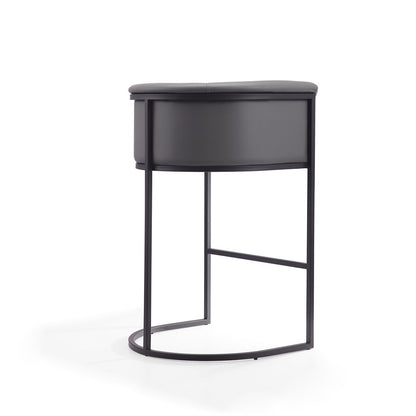 Manhattan Comfort - Cosmopolitan Faux Leather Bar Stool with Metal Legs in Grey and Black - BS015-GY veiw 3