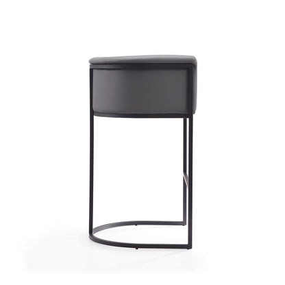Manhattan Comfort - Cosmopolitan Faux Leather Bar Stool with Metal Legs in Grey and Black - BS015-GY veiw 4