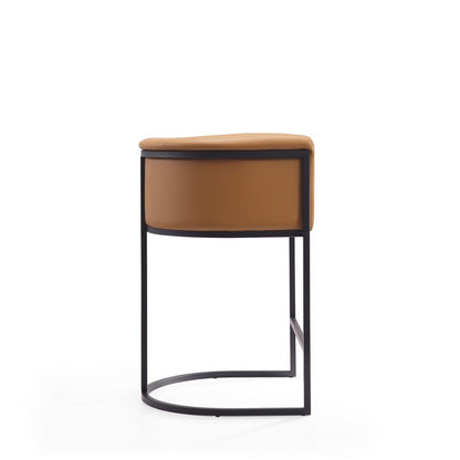 Manhattan Comfort - Cosmopolitan Faux Leather Counter Stool with Metal Legs in Camel and Black - Set of 2 - 2-CS008-CL veiw 5