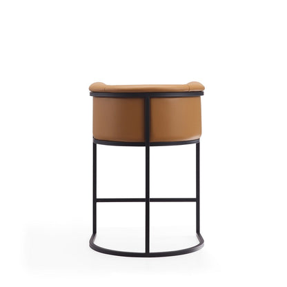 Manhattan Comfort - Cosmopolitan Faux Leather Counter Stool with Metal Legs in Camel and Black - Set of 2 - 2-CS008-CL veiw 6