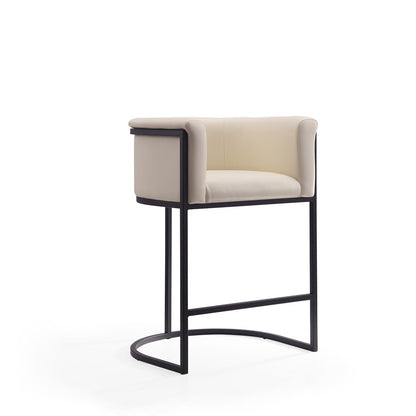 Manhattan Comfort - Cosmopolitan Faux Leather Counter Stool with Metal Legs in Cream and Black - Set of 2 - 2-CS008-CR veiw 3