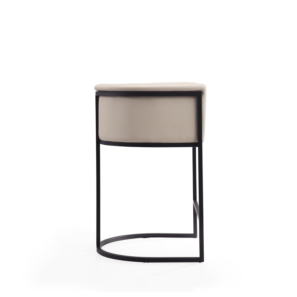 Manhattan Comfort - Cosmopolitan Faux Leather Counter Stool with Metal Legs in Cream and Black - Set of 2 - 2-CS008-CR veiw 5
