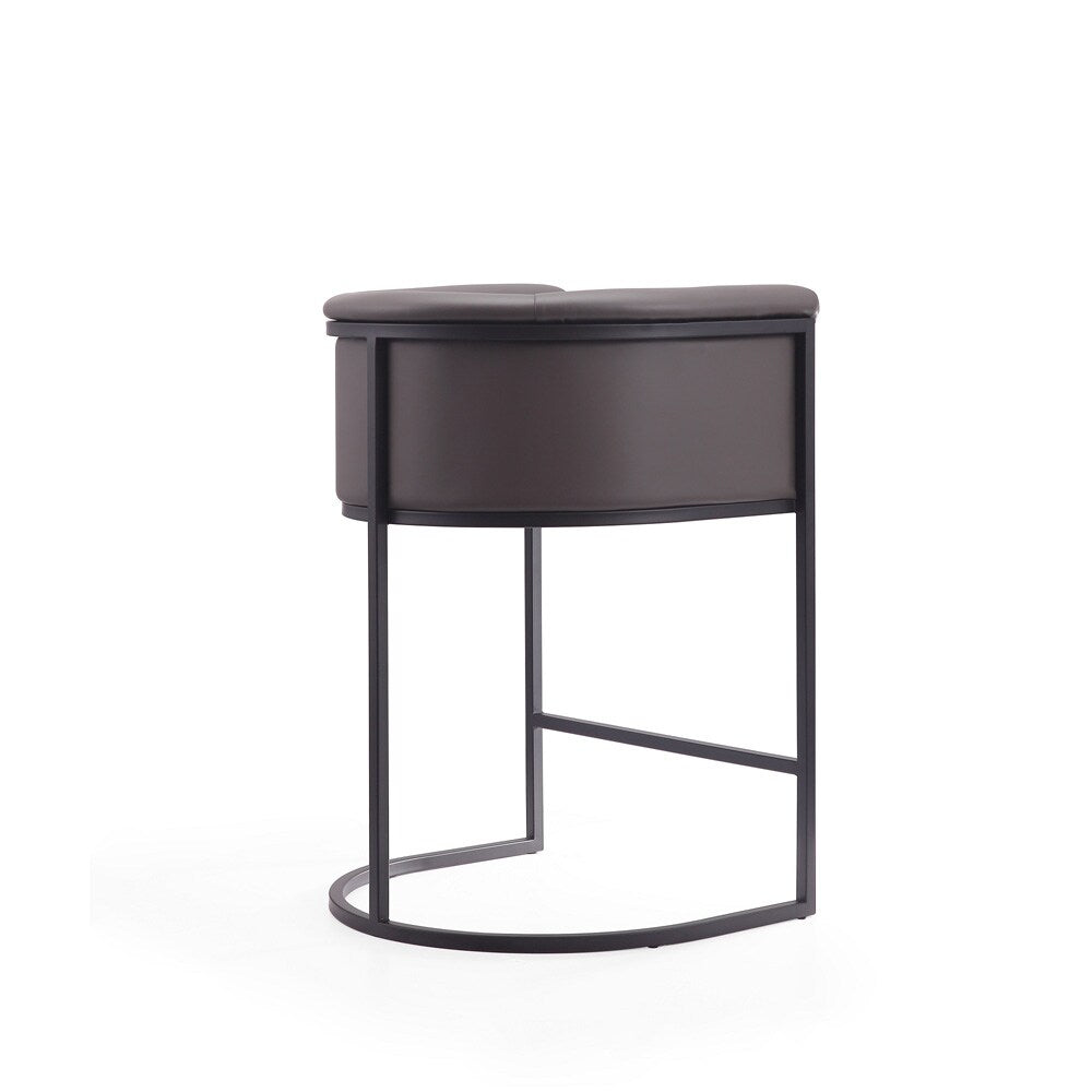 Manhattan Comfort - Cosmopolitan Faux Leather Counter Stool with Metal Legs in Pebble and Black - Set of 2 - 2-CS008-PE veiw 4