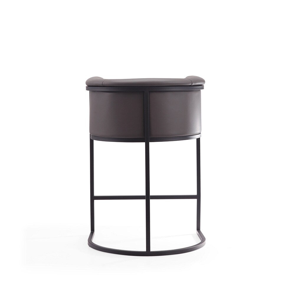 Manhattan Comfort - Cosmopolitan Faux Leather Counter Stool with Metal Legs in Pebble and Black - Set of 2 - 2-CS008-PE veiw 5