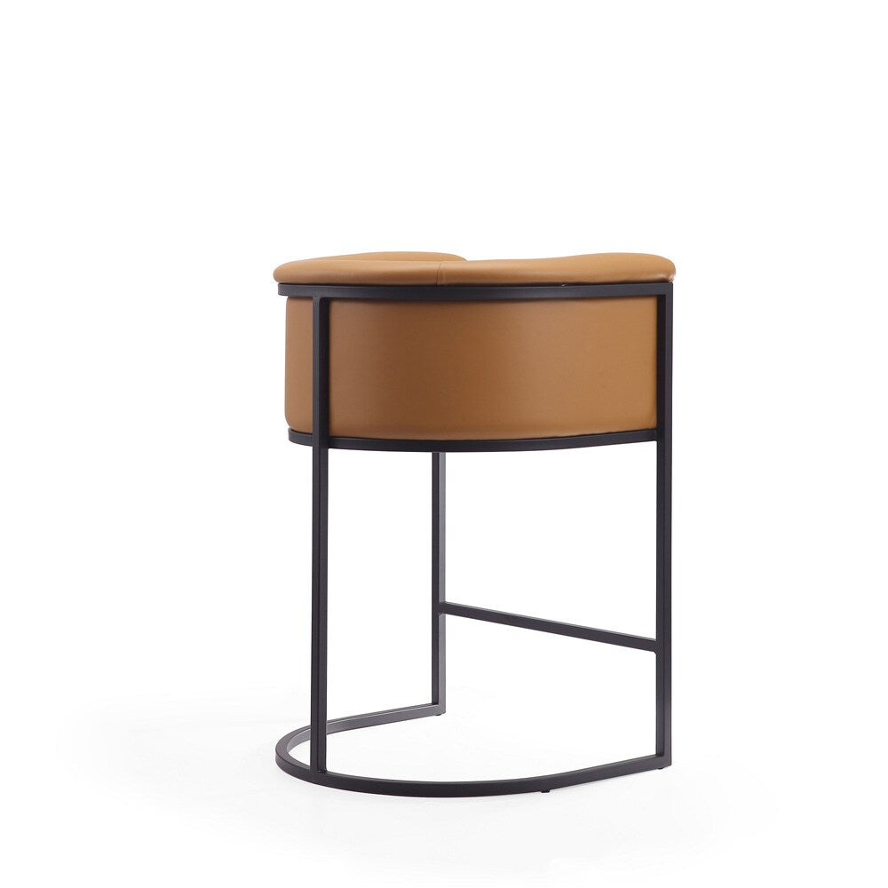 Manhattan Comfort - Cosmopolitan Faux Leather Counter Stool with Metal Legs in Camel and Black - Set of 3 - 3-CS008-CL veiw 4