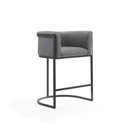 Manhattan Comfort - Cosmopolitan Faux Leather Counter Stool with Metal Legs in Grey and Black - Set of 3 - 3-CS008-GY veiw 3