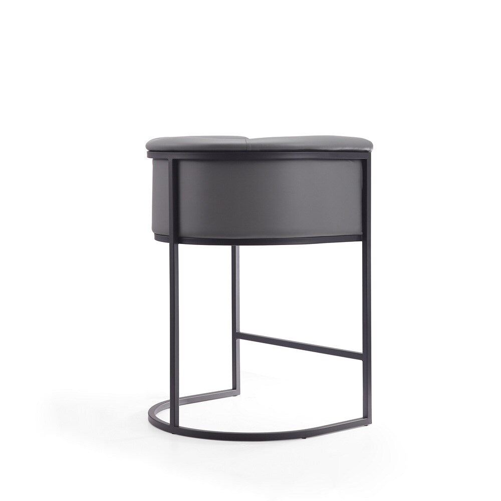 Manhattan Comfort - Cosmopolitan Faux Leather Counter Stool with Metal Legs in Grey and Black - Set of 3 - 3-CS008-GY veiw 4