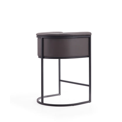 Manhattan Comfort - Cosmopolitan Faux Leather Counter Stool with Metal Legs in Pebble and Black - Set of 3 - 3-CS008-PE veiw 3