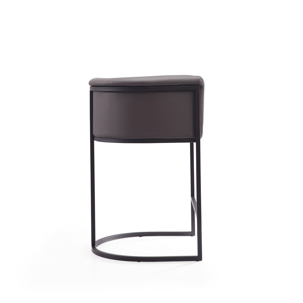 Manhattan Comfort - Cosmopolitan Faux Leather Counter Stool with Metal Legs in Pebble and Black - Set of 3 - 3-CS008-PE veiw 4