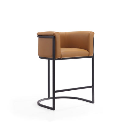 Manhattan Comfort - Cosmopolitan Faux Leather Counter Stool with Metal Legs in Camel and Black - CS008-CL veiw 1