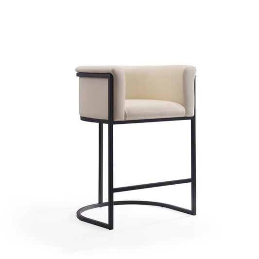 Manhattan Comfort - Cosmopolitan Faux Leather Counter Stool with Metal Legs in Cream and Black - CS008-CR veiw 1
