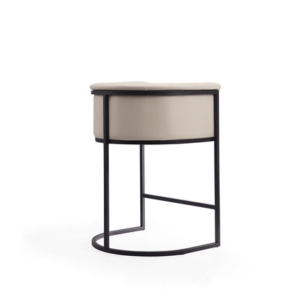 Manhattan Comfort - Cosmopolitan Faux Leather Counter Stool with Metal Legs in Cream and Black - CS008-CR veiw 3