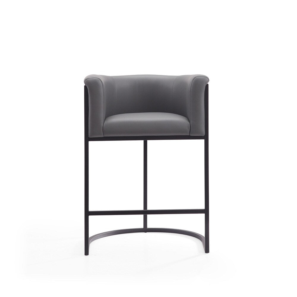 Manhattan Comfort - Cosmopolitan Faux Leather Counter Stool with Metal Legs in Grey and Black - CS008-GY veiw 2