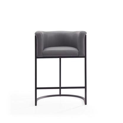 Manhattan Comfort - Cosmopolitan Faux Leather Counter Stool with Metal Legs in Grey and Black - CS008-GY veiw 2