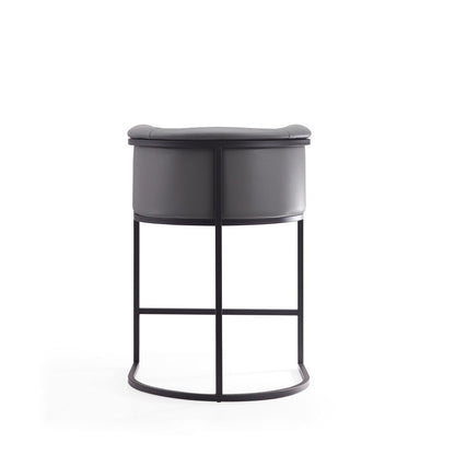 Manhattan Comfort - Cosmopolitan Faux Leather Counter Stool with Metal Legs in Grey and Black - CS008-GY veiw 4