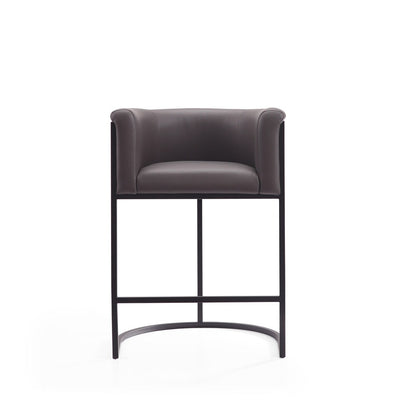 Manhattan Comfort - Cosmopolitan Faux Leather Counter Stool with Metal Legs in Pebble and Black - CS008-PE veiw 1