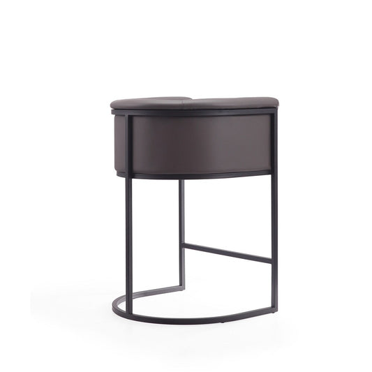 Manhattan Comfort - Cosmopolitan Faux Leather Counter Stool with Metal Legs in Pebble and Black - CS008-PE veiw 2