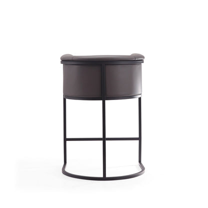Manhattan Comfort - Cosmopolitan Faux Leather Counter Stool with Metal Legs in Pebble and Black - CS008-PE veiw 4