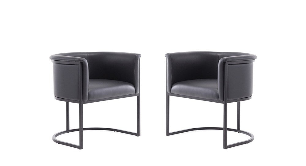 Manhattan Comfort - Cosmopolitan Faux Leather Dining Chair with Metal Legs in Black - Set of 2 - 2-DC044-BK veiw 1