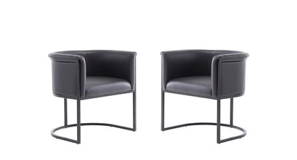 Manhattan Comfort - Cosmopolitan Faux Leather Dining Chair with Metal Legs in Black - Set of 2 - 2-DC044-BK veiw 1