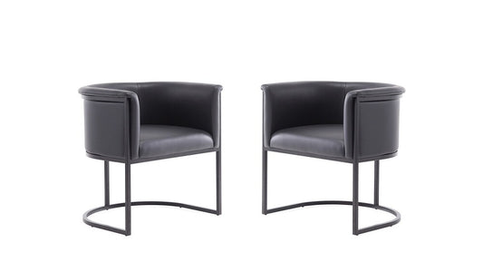 Manhattan Comfort - Cosmopolitan Faux Leather Dining Chair with Metal Legs in Black - Set of 2 - 2-DC044-BK veiw 1