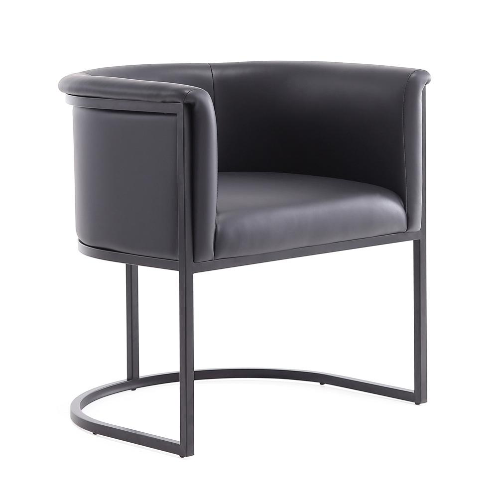 Manhattan Comfort - Cosmopolitan Faux Leather Dining Chair with Metal Legs in Black - Set of 2 - 2-DC044-BK veiw 3