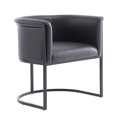 Manhattan Comfort - Cosmopolitan Faux Leather Dining Chair with Metal Legs in Black - Set of 2 - 2-DC044-BK veiw 3