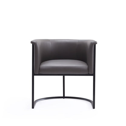 Manhattan Comfort - Cosmopolitan Faux Leather Dining Chair with Metal Legs in Pebble and Black - Set of 2 - 2-DC044-PE veiw 2