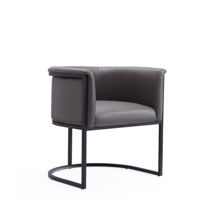 Manhattan Comfort - Cosmopolitan Faux Leather Dining Chair with Metal Legs in Pebble and Black - Set of 2 - 2-DC044-PE veiw 3