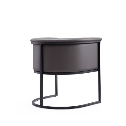 Manhattan Comfort - Cosmopolitan Faux Leather Dining Chair with Metal Legs in Pebble and Black - Set of 2 - 2-DC044-PE veiw 4