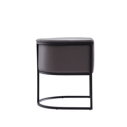 Manhattan Comfort - Cosmopolitan Faux Leather Dining Chair with Metal Legs in Pebble and Black - Set of 2 - 2-DC044-PE veiw 5