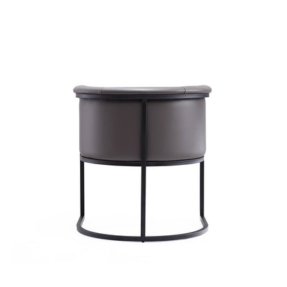Manhattan Comfort - Cosmopolitan Faux Leather Dining Chair with Metal Legs in Pebble and Black - Set of 2 - 2-DC044-PE veiw 6