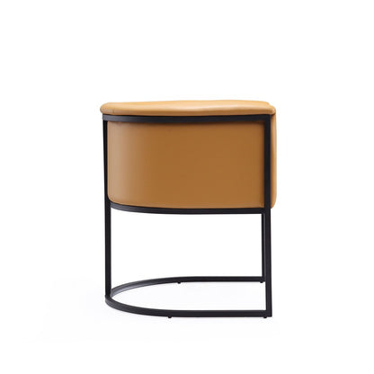 Manhattan Comfort - Cosmopolitan Faux Leather Dining Chair with Metal Legs in Saddle and Black - Set of 2 - 2-DC044-SA veiw 5