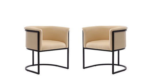 Manhattan Comfort - Cosmopolitan Faux Leather Dining Chair with Metal Legs in Tan and Black - Set of 2 - 2-DC044-TN veiw 1