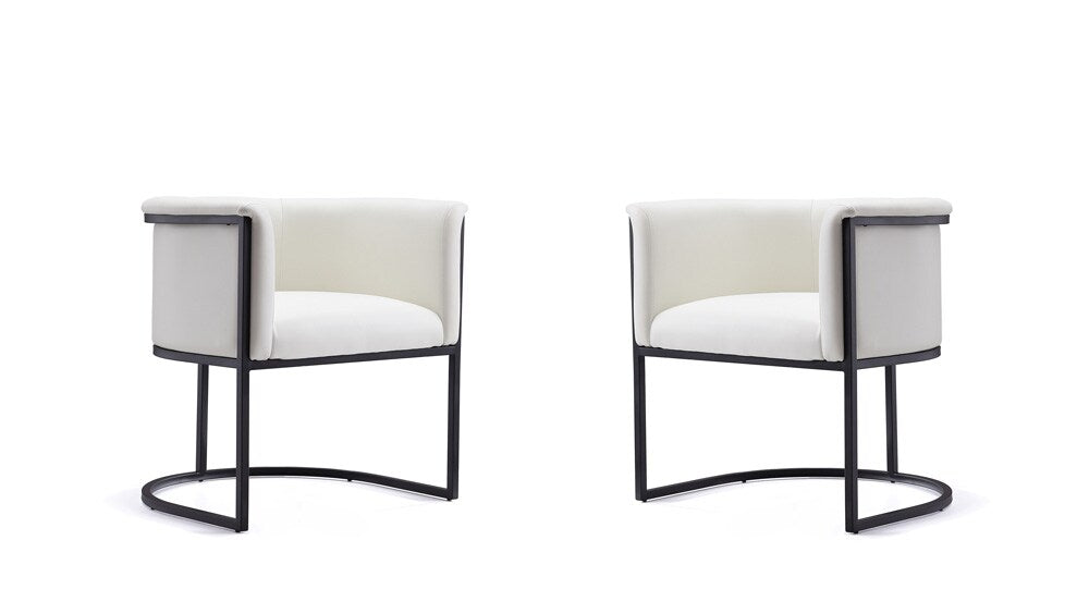Manhattan Comfort - Cosmopolitan Faux Leather Dining Chair with Metal Legs in White and Black - Set of 2 - 2-DC044-WH veiw 1