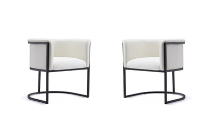 Manhattan Comfort - Cosmopolitan Faux Leather Dining Chair with Metal Legs in White and Black - Set of 2 - 2-DC044-WH veiw 1