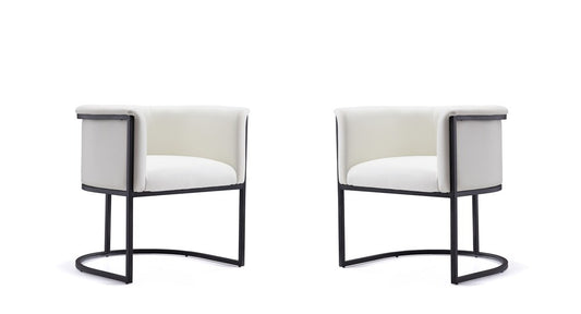 Manhattan Comfort - Cosmopolitan Faux Leather Dining Chair with Metal Legs in White and Black - Set of 2 - 2-DC044-WH veiw 1