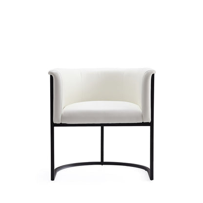 Manhattan Comfort - Cosmopolitan Faux Leather Dining Chair with Metal Legs in White and Black - Set of 2 - 2-DC044-WH veiw 2