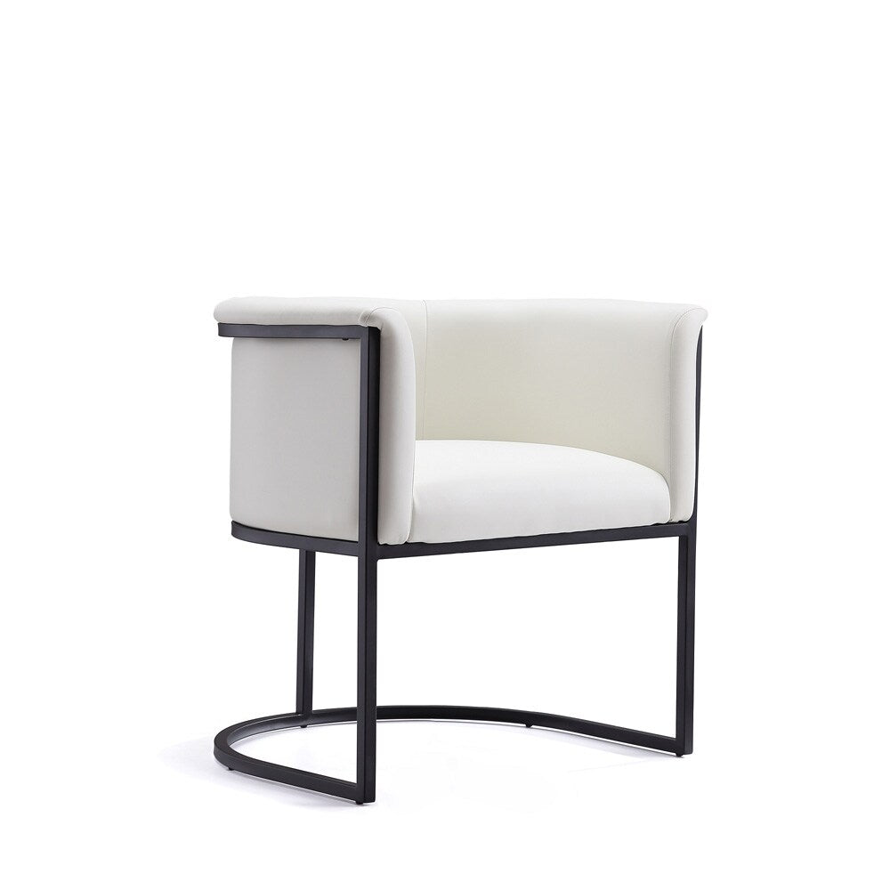 Manhattan Comfort - Cosmopolitan Faux Leather Dining Chair with Metal Legs in White and Black - Set of 2 - 2-DC044-WH veiw 3